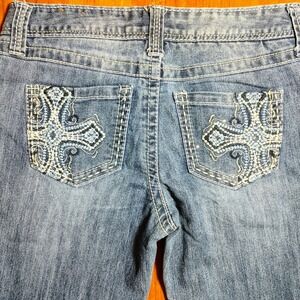 Jeans Womens Size 7 Embellished Pockets Bootcut‎ Denim Blue
